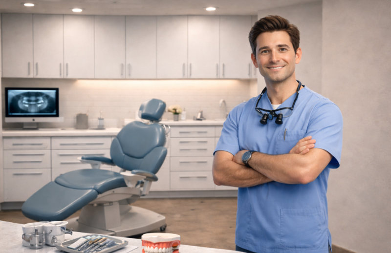 Dentista tranquilo e organizado